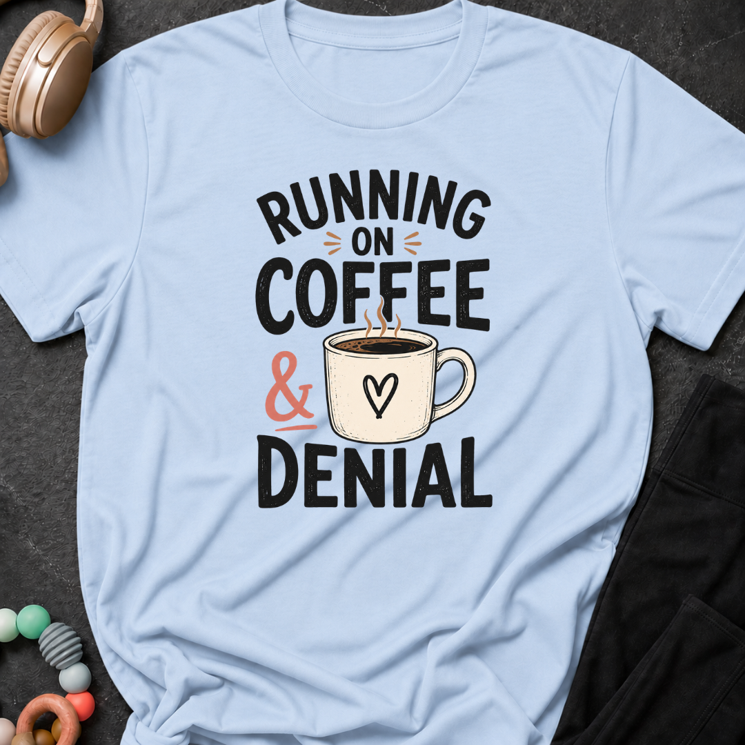 Running on Coffee and Denial T-Shirt