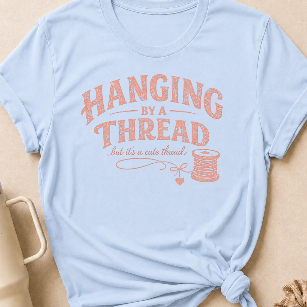 Hanging by a Thread But it's a Cute Thread T-Shirt
