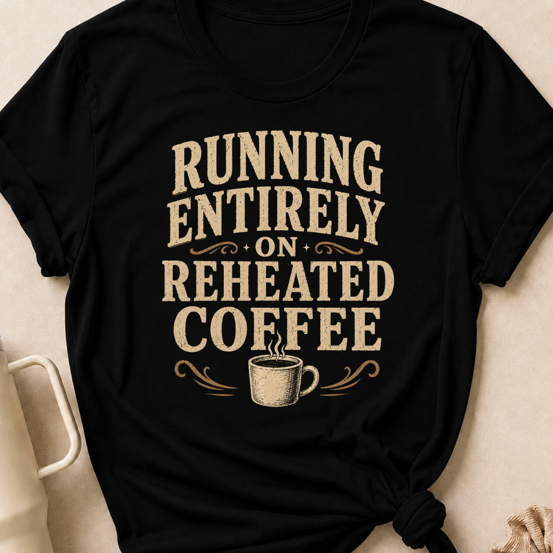 Running Entirely on Reheated Coffee T-Shirt