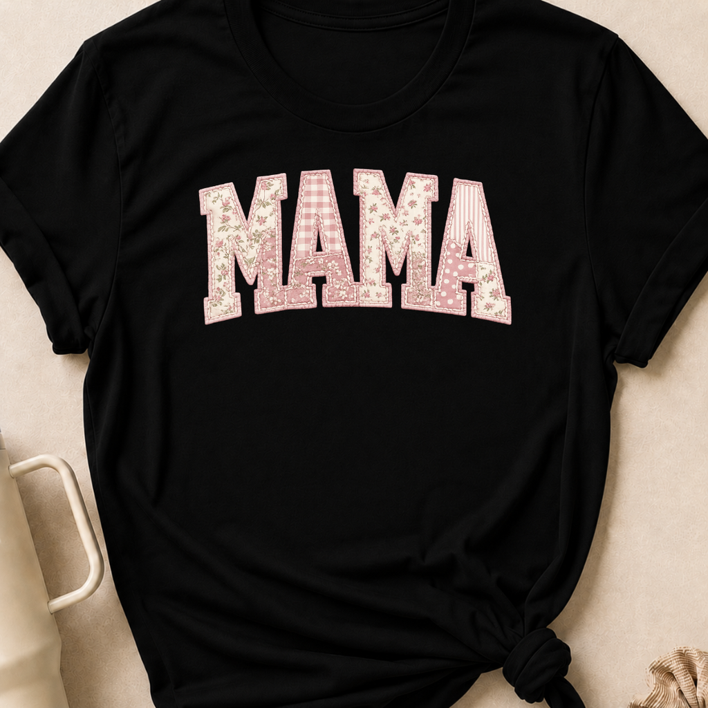 Printed Quilted Look MAMA T-Shirt