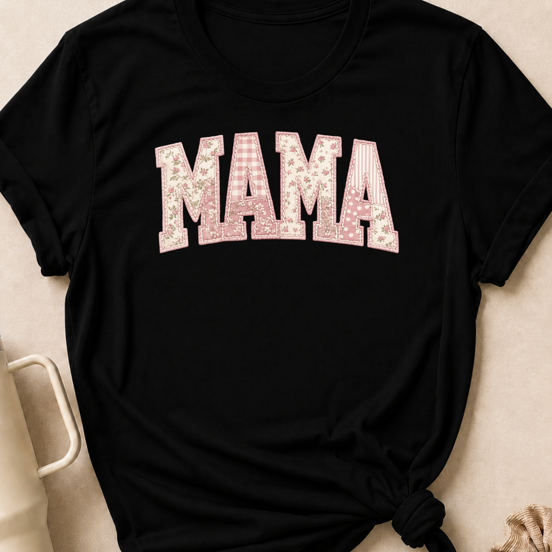 Printed Quilted Look MAMA T-Shirt