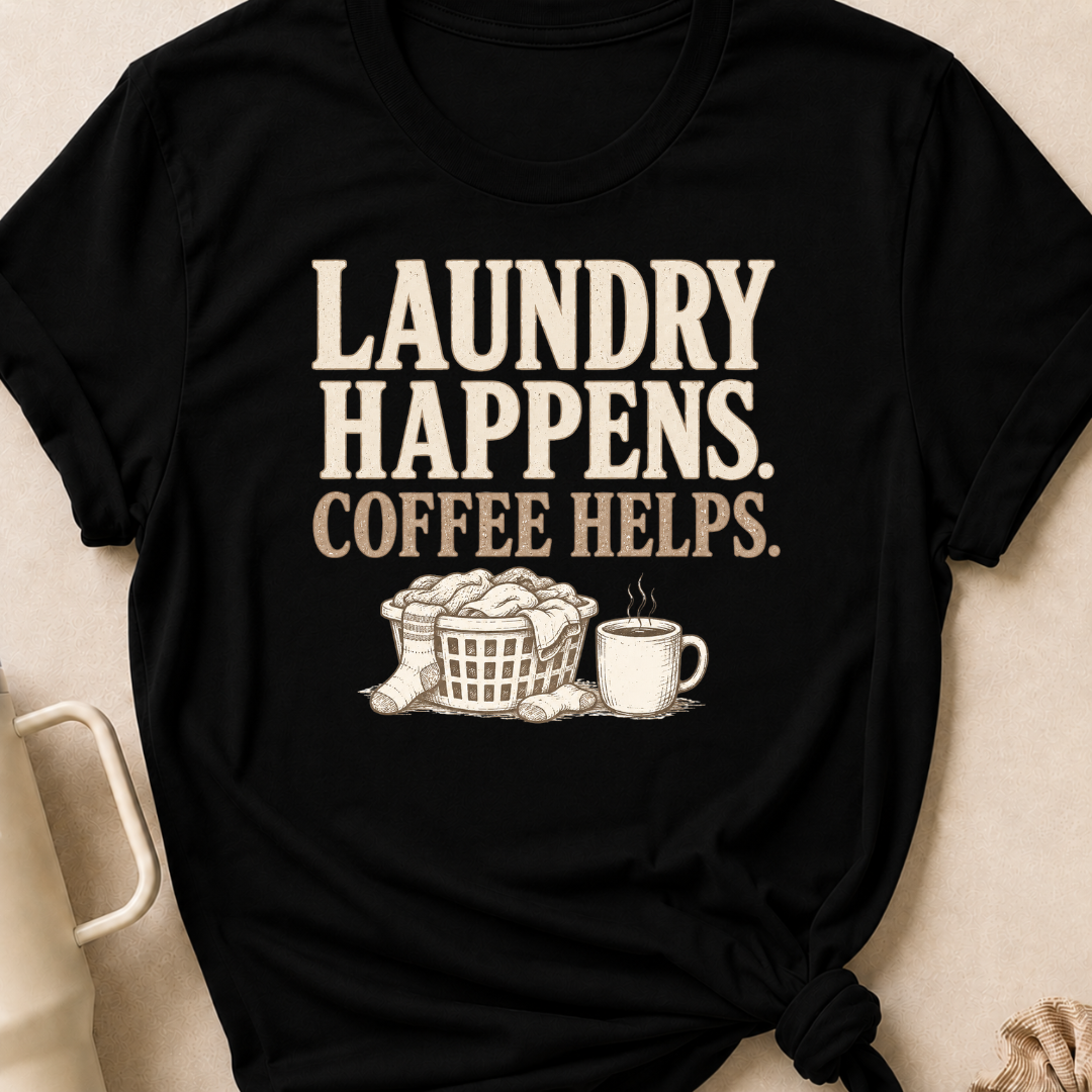 Laundry Happens Coffee Helps T-Shirt