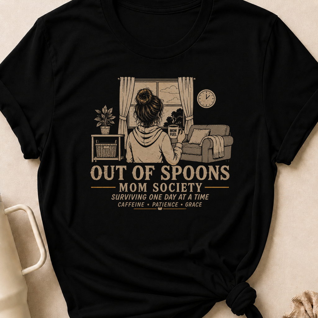 Out Of Spoons Moms Society T-Shirt