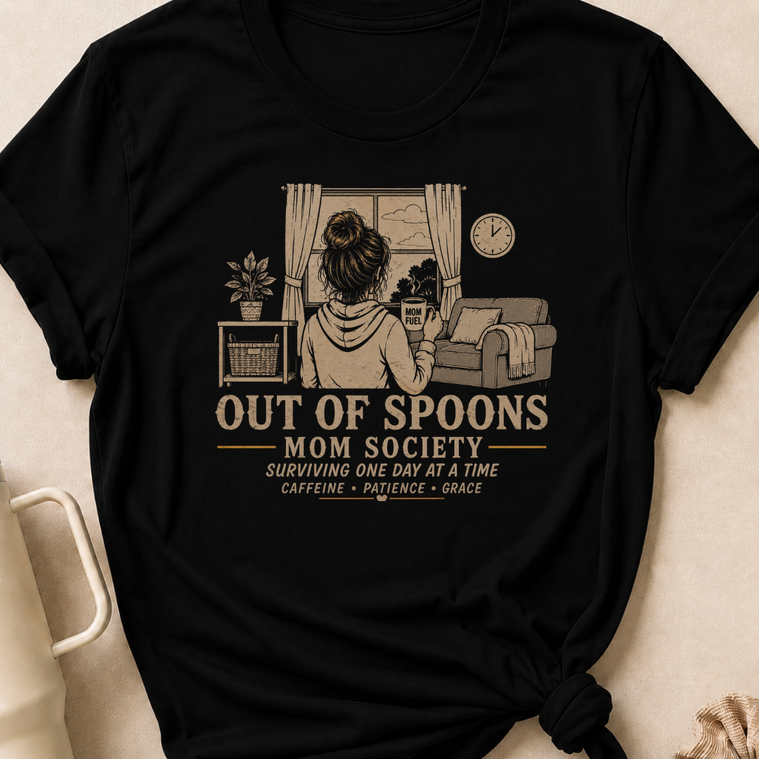 Out Of Spoons Moms Society T-Shirt