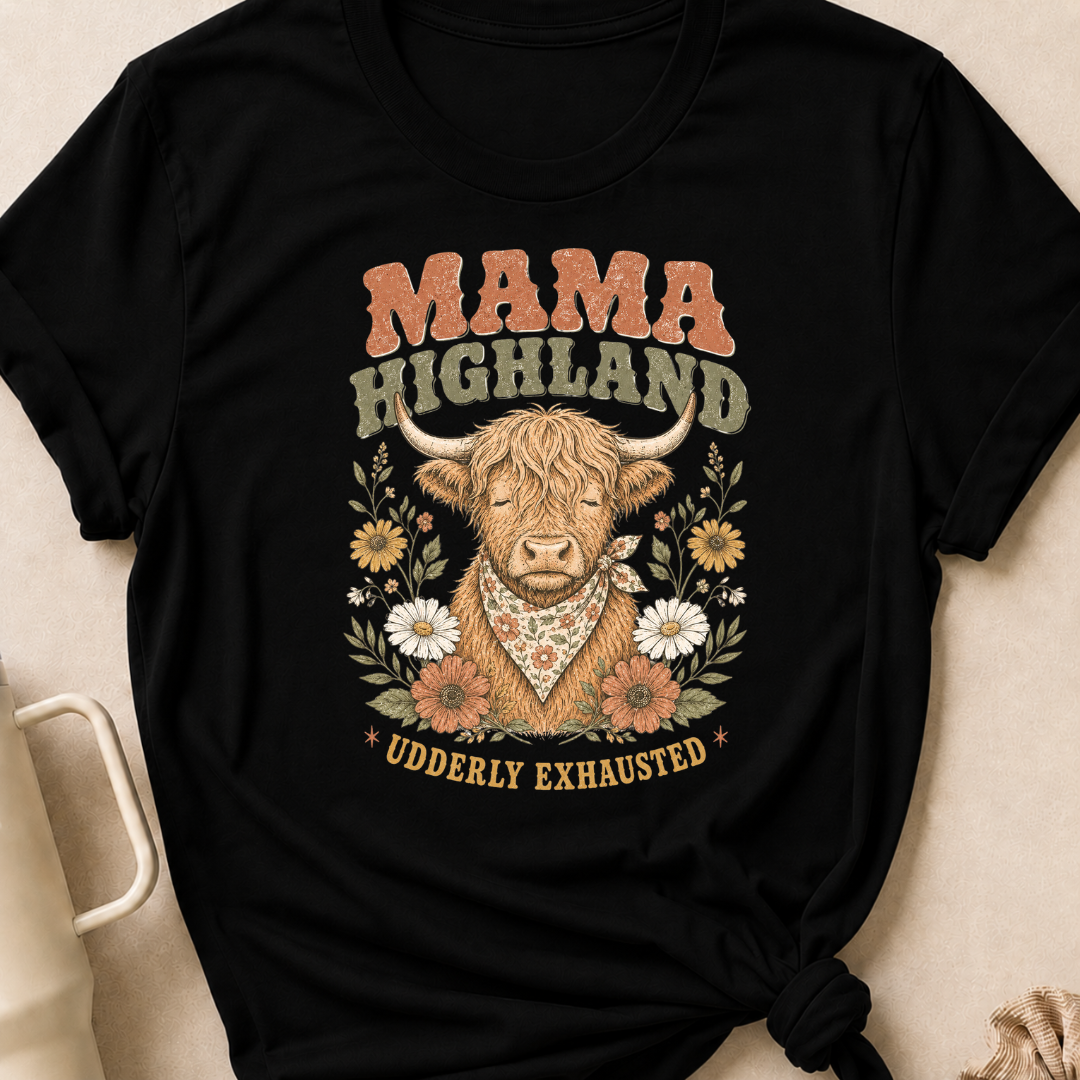 Mama Highland Udderly Exhausted T-Shirt
