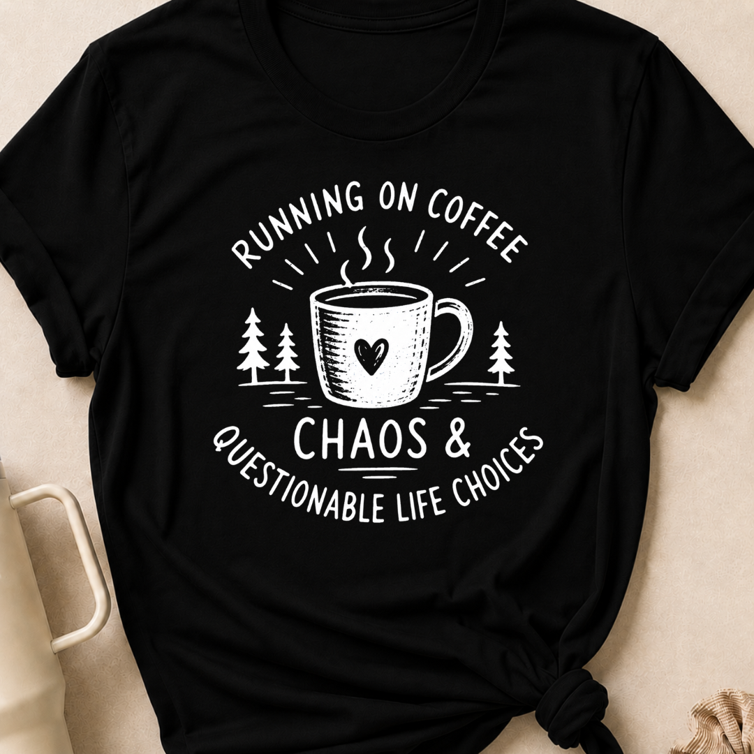 Running on Coffee Chaos & Questionable Life Choices T-Shirt