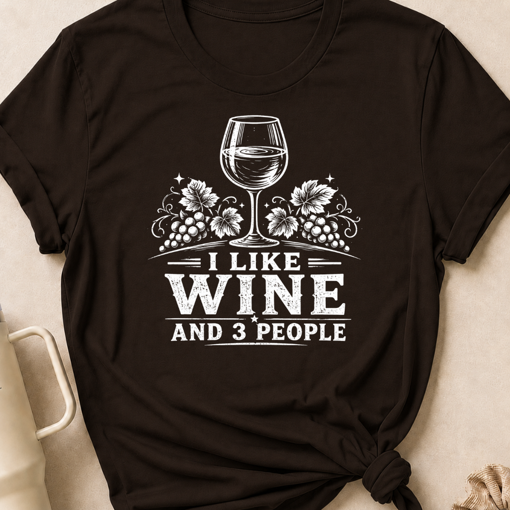 I like Wine and 3 People T-Shirt