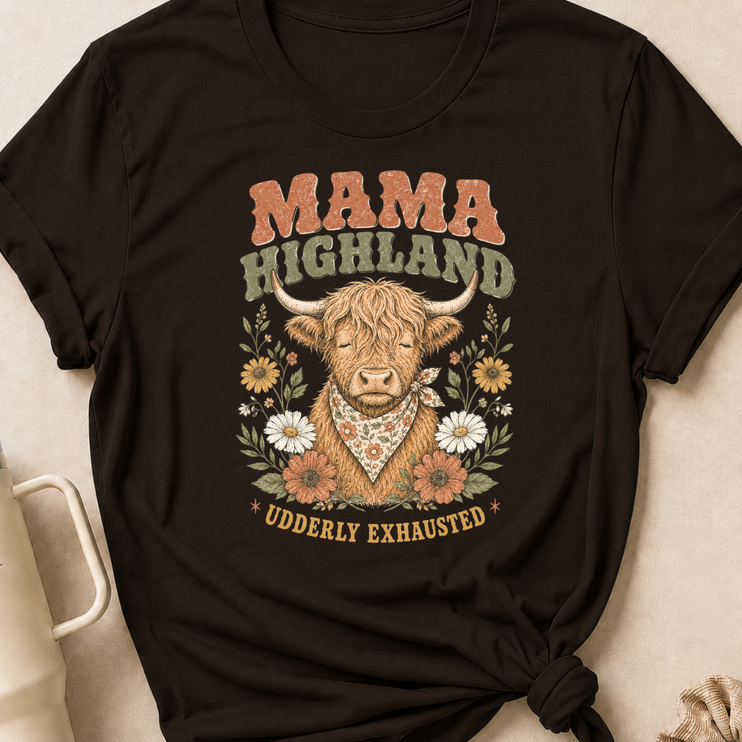 Mama Highland Udderly Exhausted T-Shirt