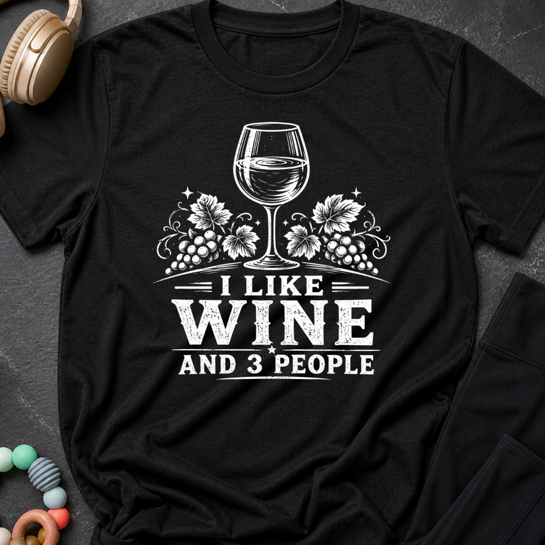 I like Wine and 3 People T-Shirt