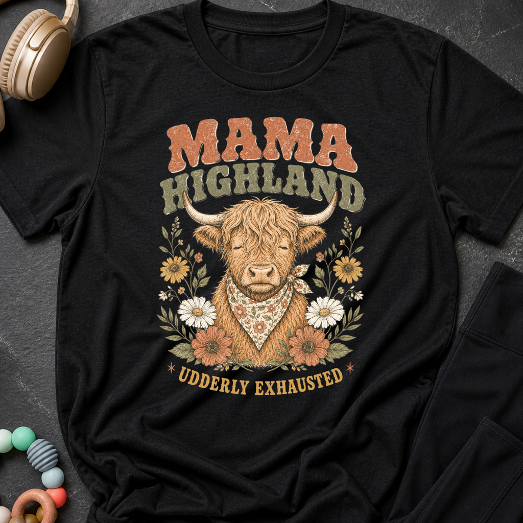Mama Highland Udderly Exhausted T-Shirt