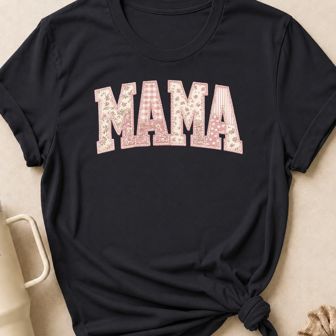 Printed Quilted Look MAMA T-Shirt