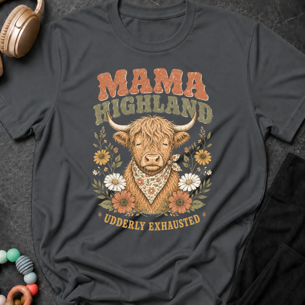 Mama Highland Udderly Exhausted T-Shirt