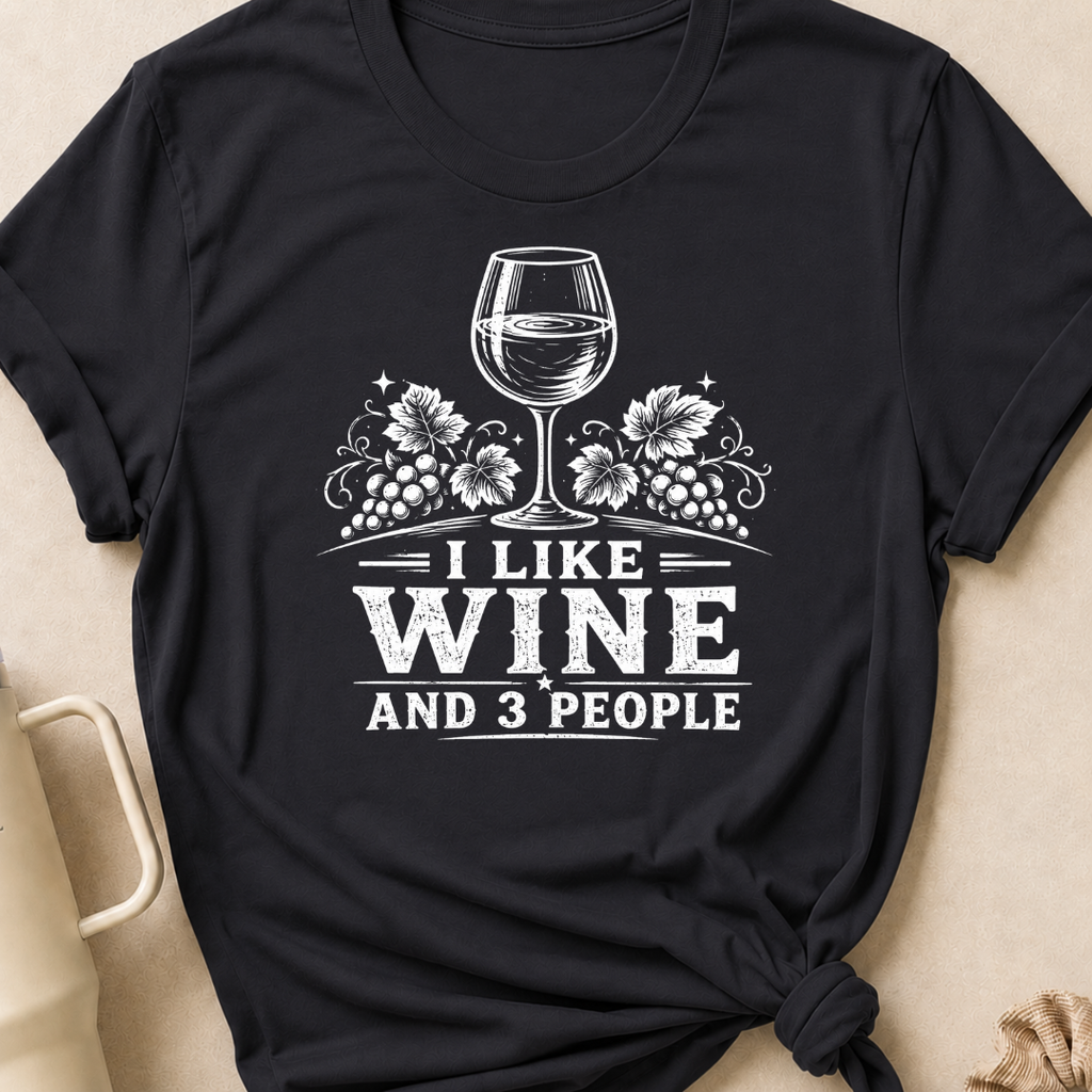 I like Wine and 3 People T-Shirt