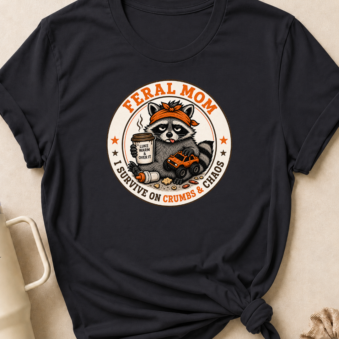 Feral Mom I Survive on Crumbs & Chaos T-Shirt