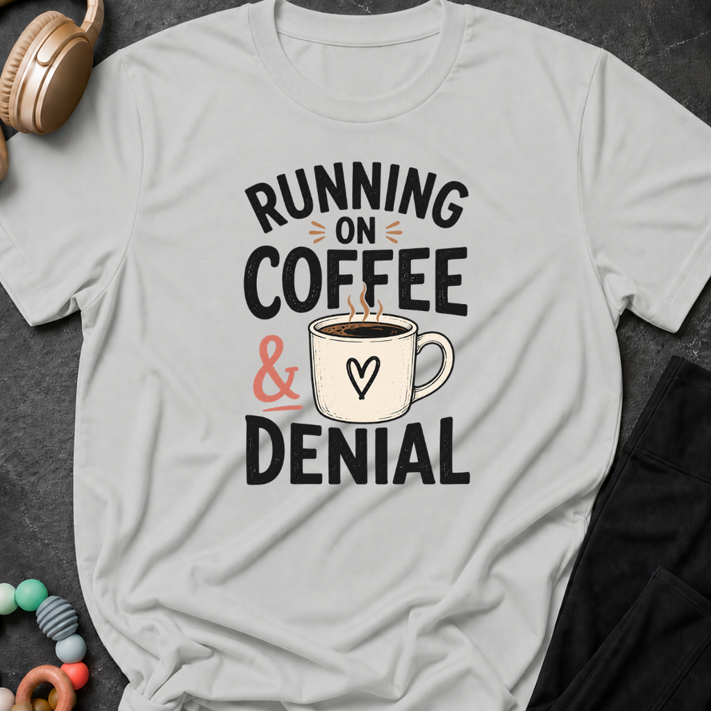 Running on Coffee and Denial T-Shirt