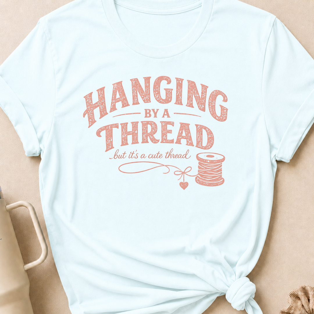 Hanging by a Thread But it's a Cute Thread T-Shirt