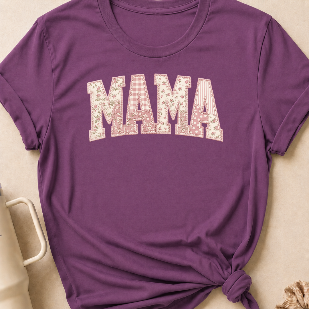 Printed Quilted Look MAMA T-Shirt