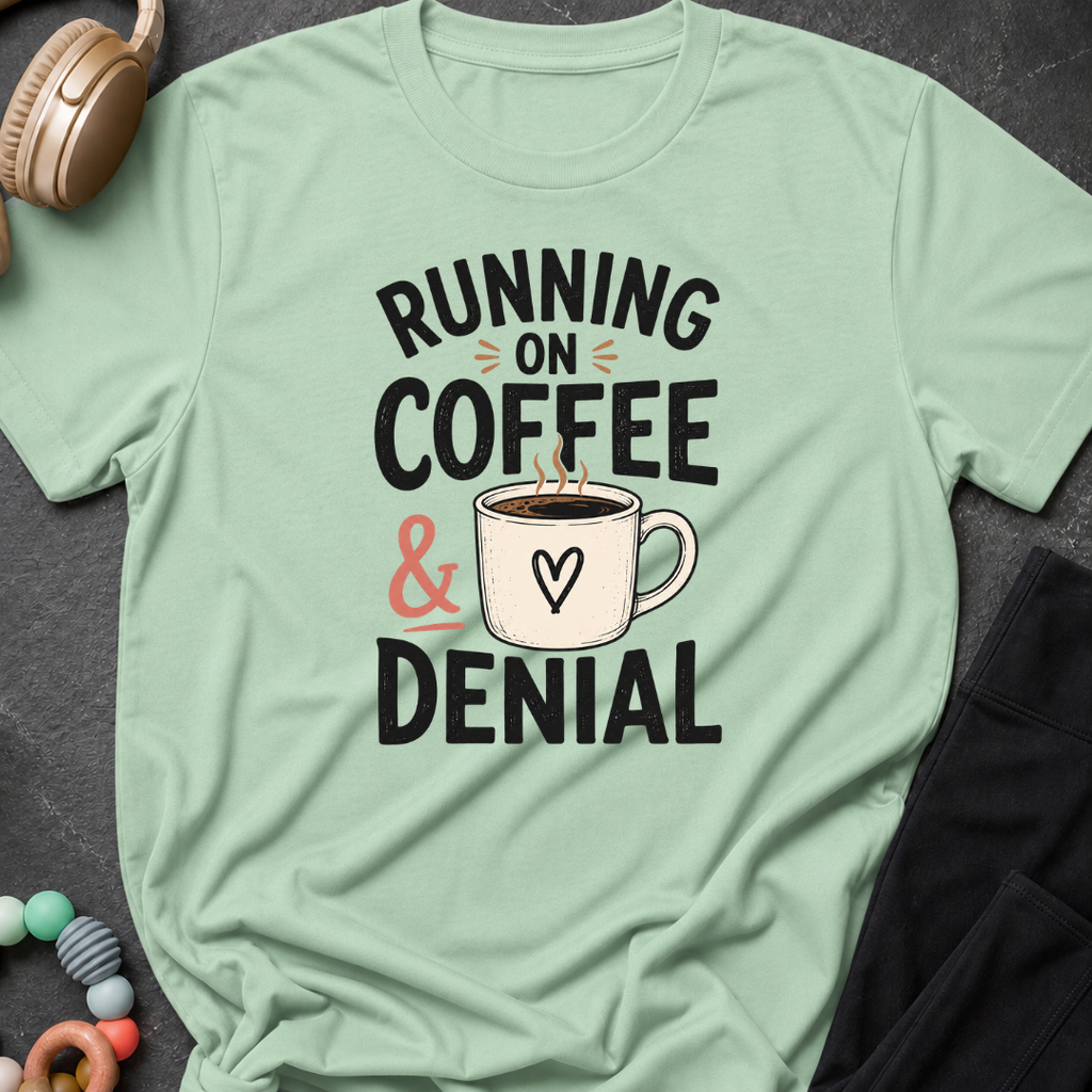 Running on Coffee and Denial T-Shirt