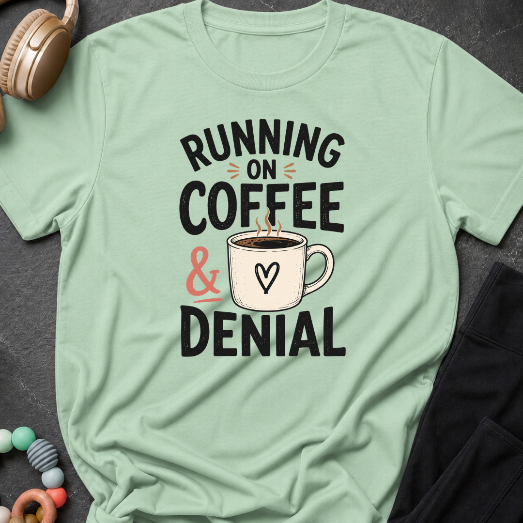 Running on Coffee and Denial T-Shirt