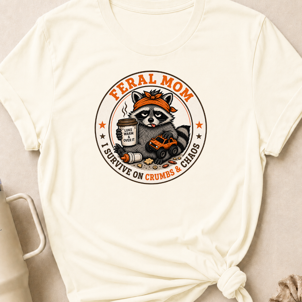 Feral Mom I Survive on Crumbs & Chaos T-Shirt
