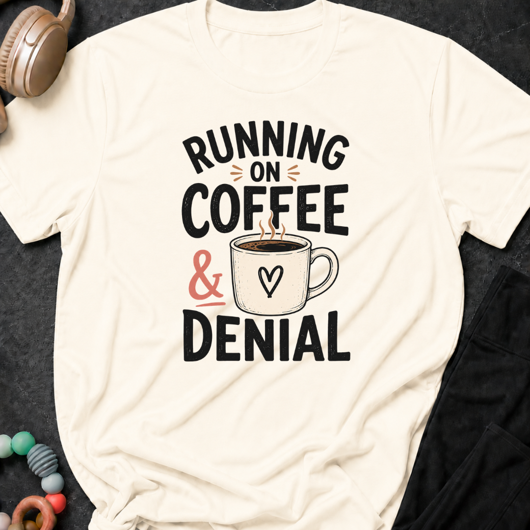 Running on Coffee and Denial T-Shirt