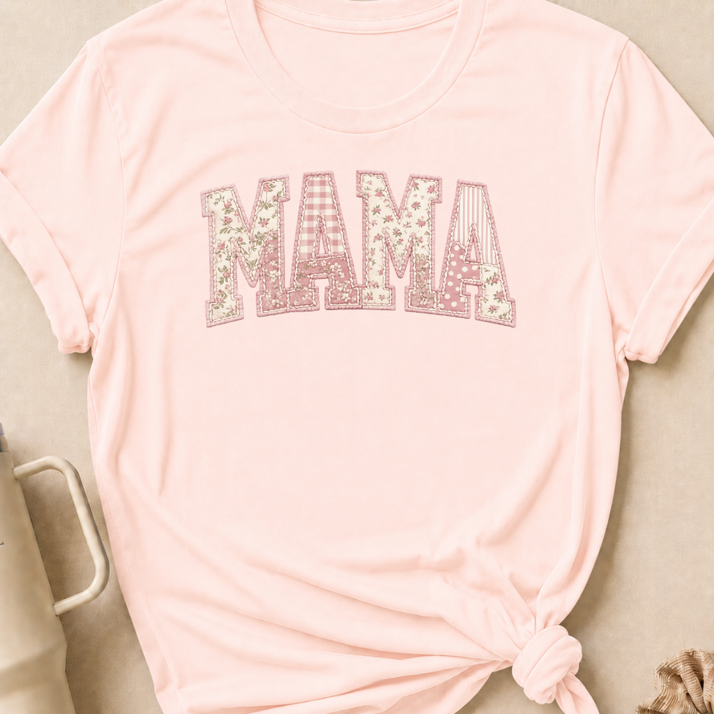 Printed Quilted Look MAMA T-Shirt