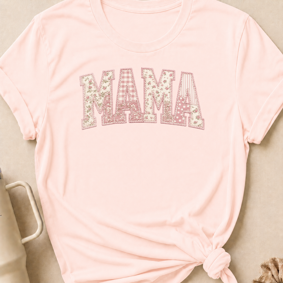 Printed Quilted Look MAMA T-Shirt