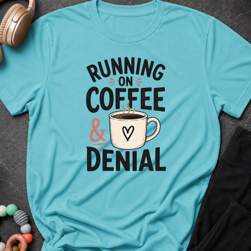 Running on Coffee and Denial T-Shirt