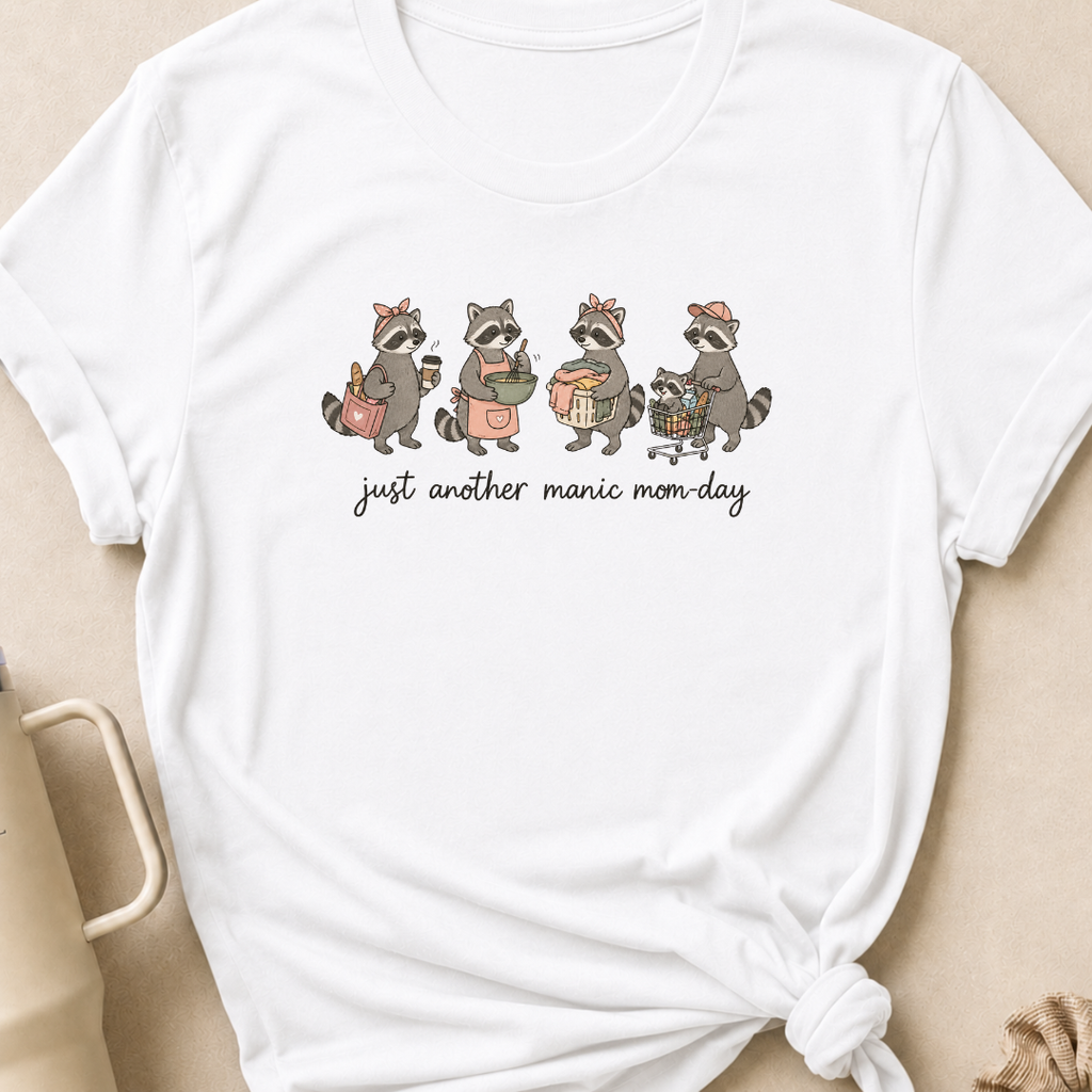 Just Another Manic Mom Day Raccoon T-Shirt