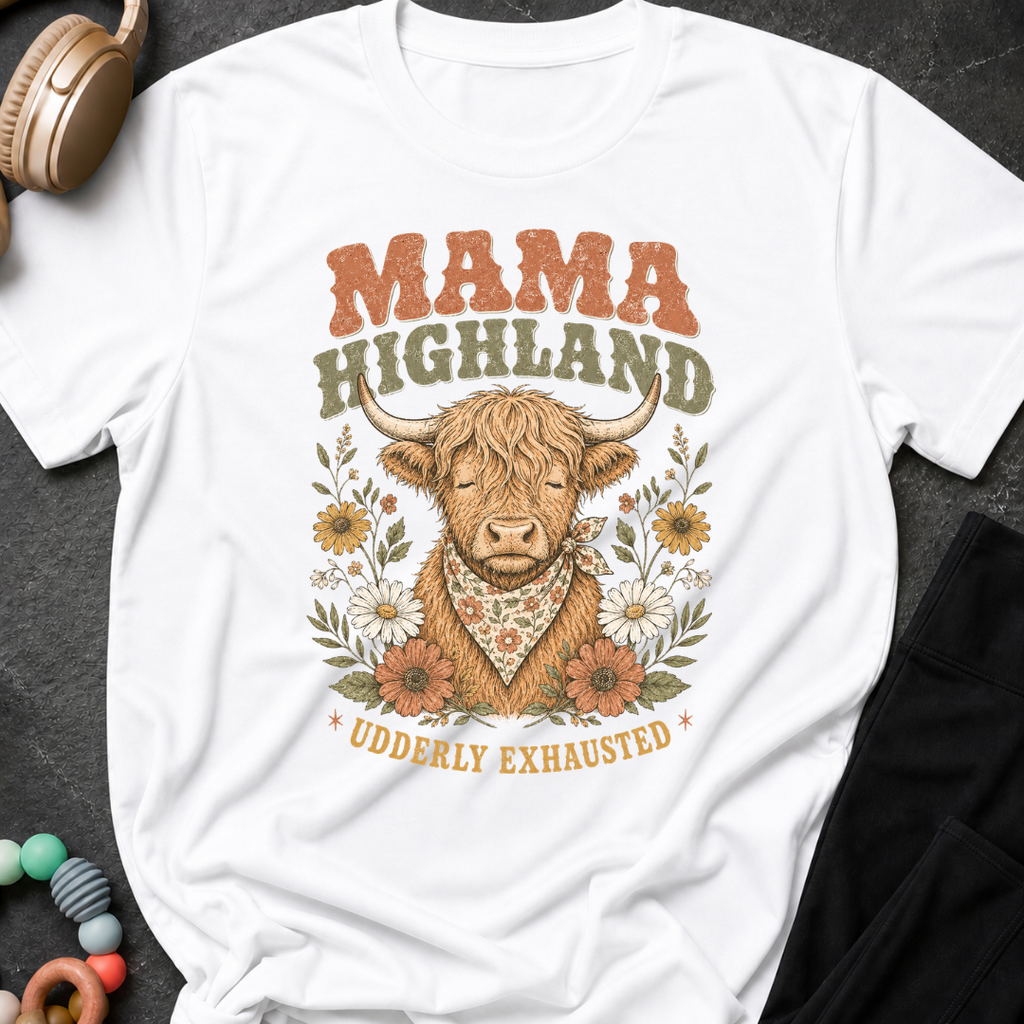 Mama Highland Udderly Exhausted T-Shirt