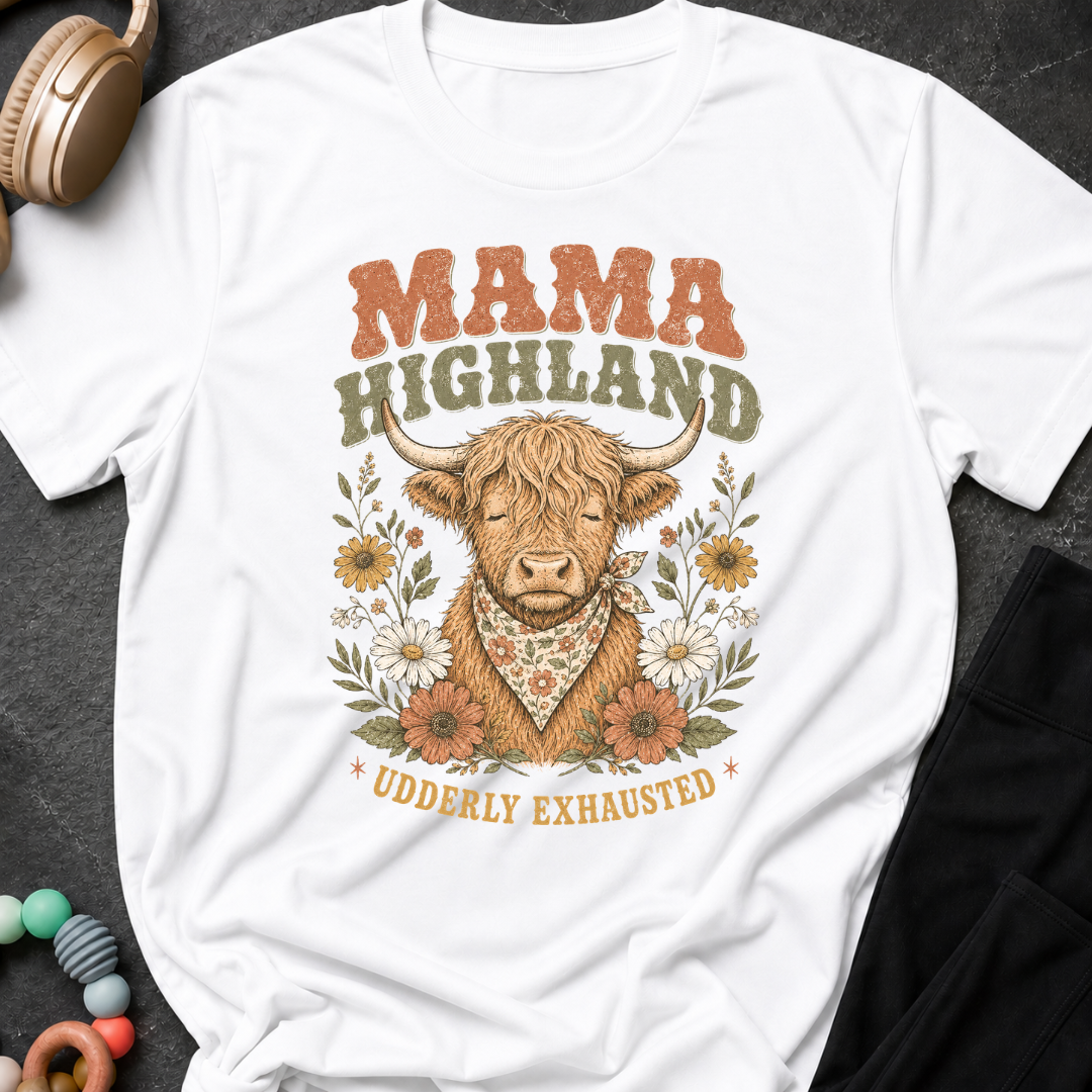 Mama Highland Udderly Exhausted T-Shirt