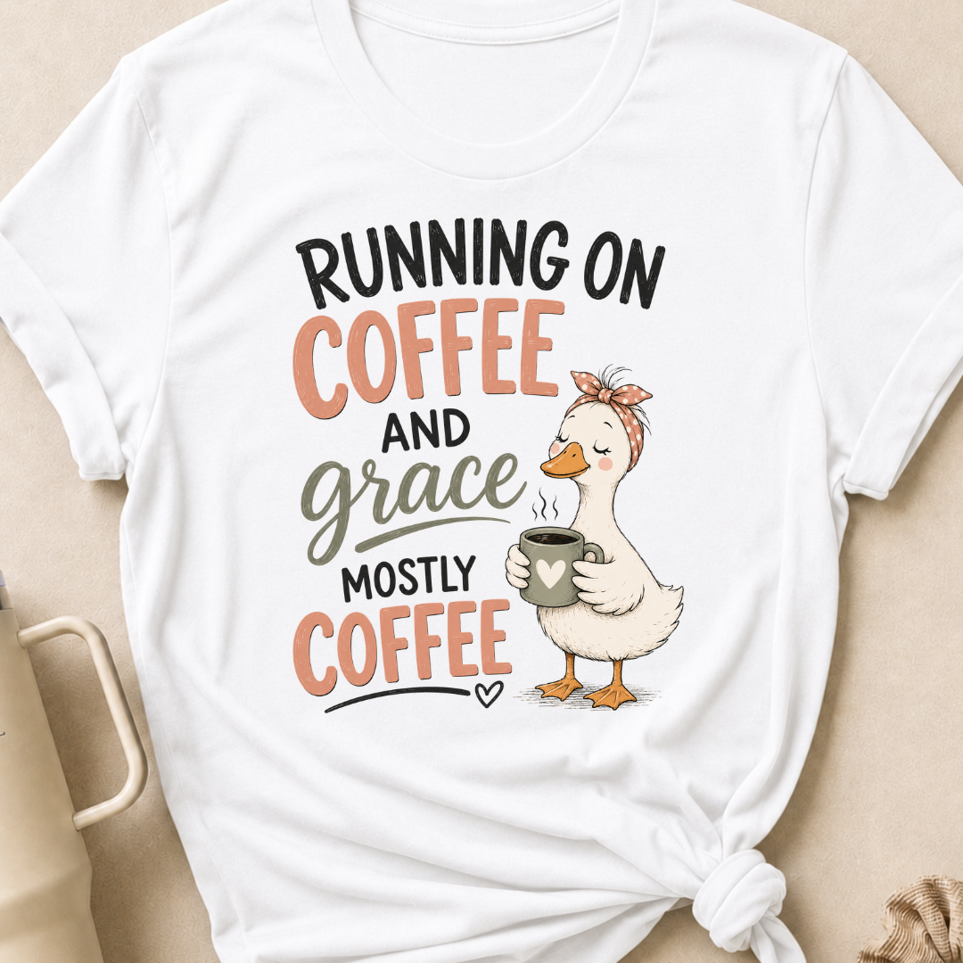 Running on Coffee and Grace, Mostly Grace T-Shirt
