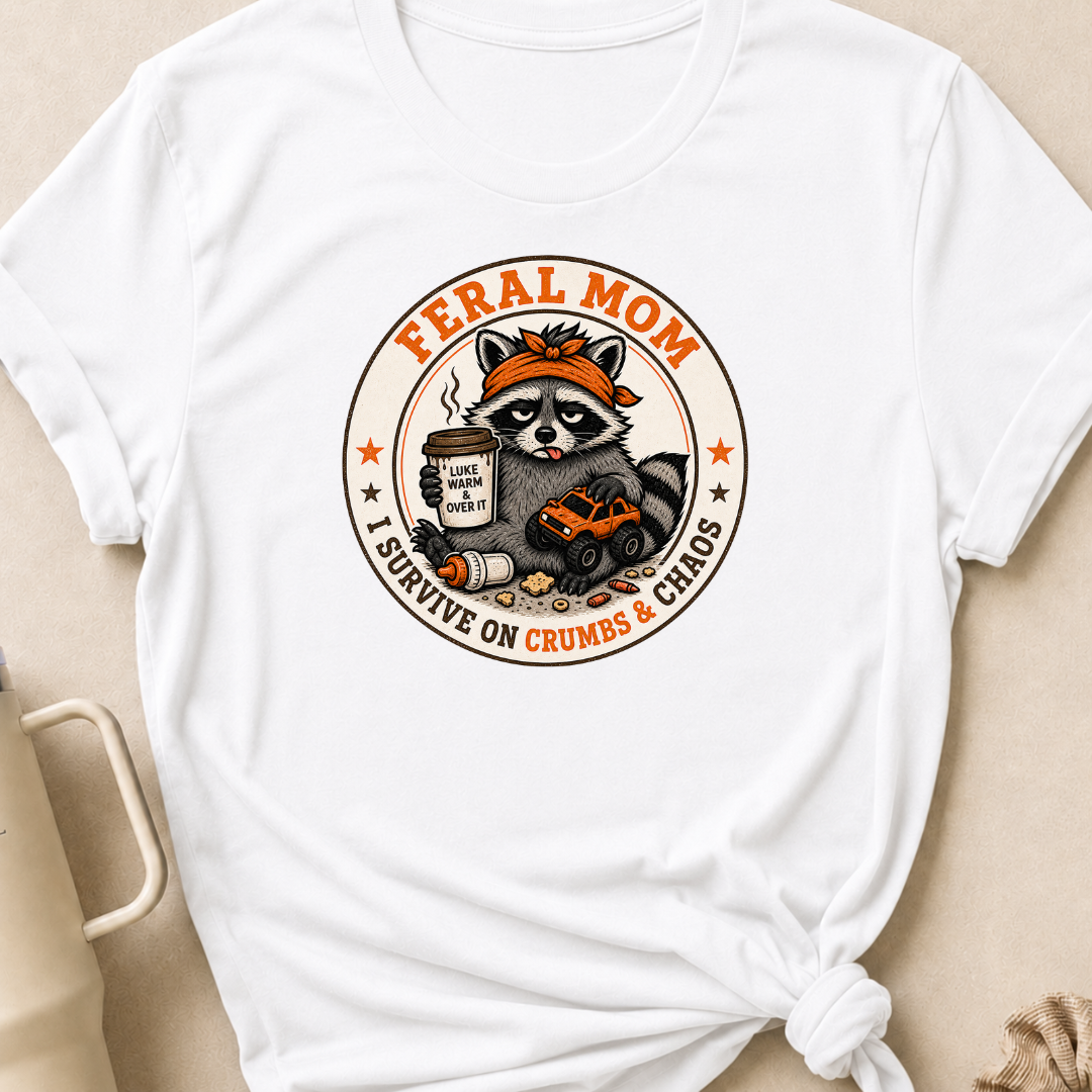 Feral Mom I Survive on Crumbs & Chaos T-Shirt