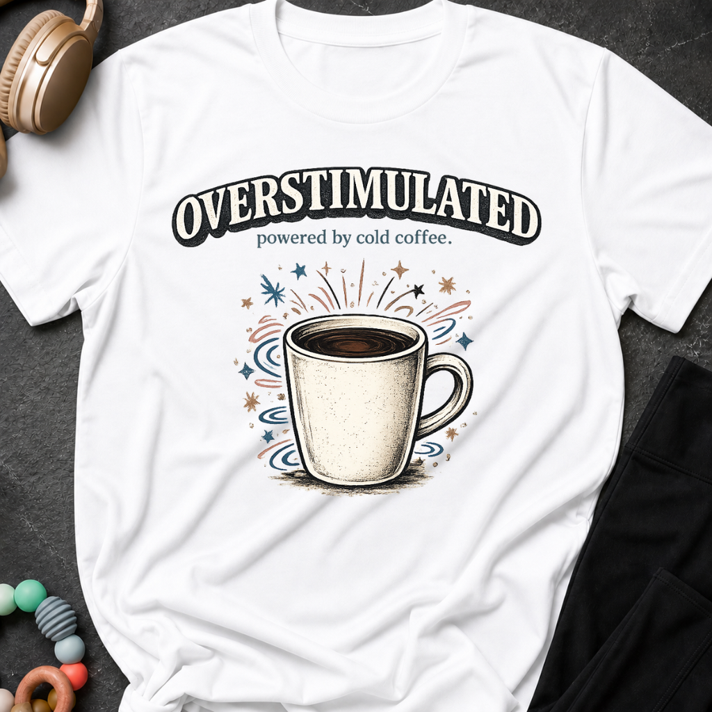Overstimulated Powered by Cold Coffee T-Shirt