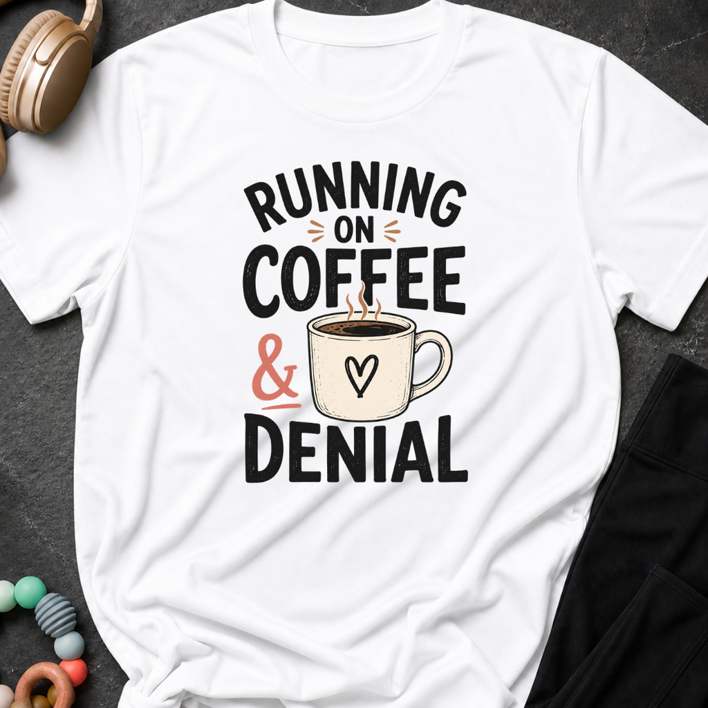 Running on Coffee and Denial T-Shirt
